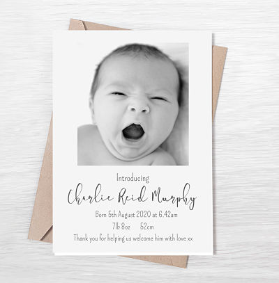 Minimalist DIY Printable Birth Announcement Card
